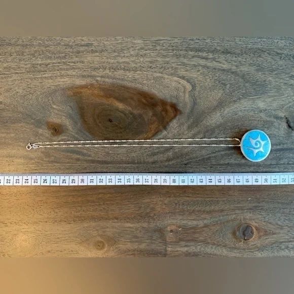 Sterling Silver Necklace Crushed Turquoise Pendant Brooch Vtg Stamp 925 FJCTaxco - Picture 3 of 7